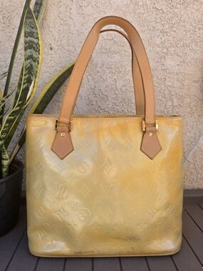 Authentic Louis Vuitton Monogram Vernis Yellow Tote Handbag